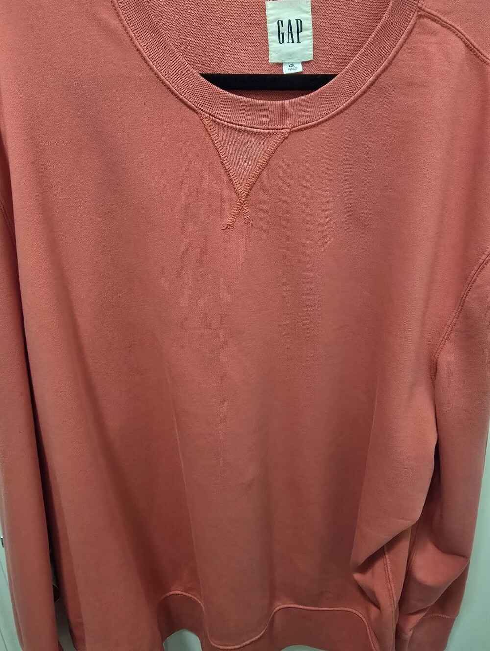 GAP Mens XXL Coral Pink Fleece Crewneck Sweatshirt Long Sleeve Pullover